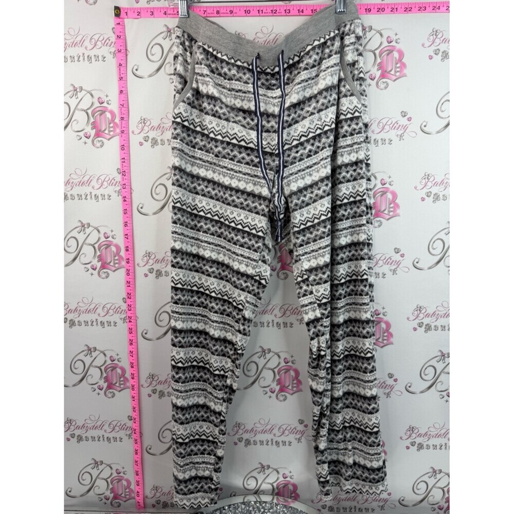 Nautica pants fleece soft warm Gray and White Patterned Knit Lounge Pants